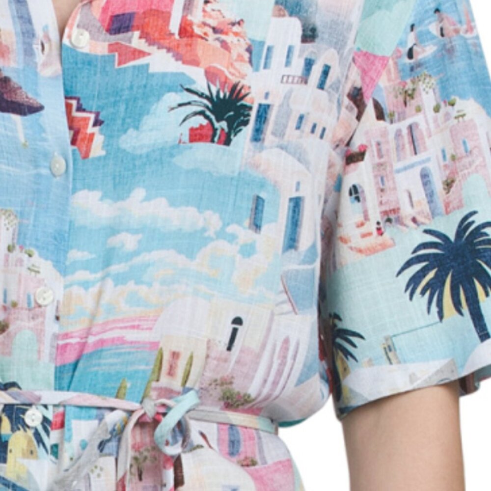 WHITE CLOSET Linen Blend Short Sleeve Mini Dress - Picture 4 of 8